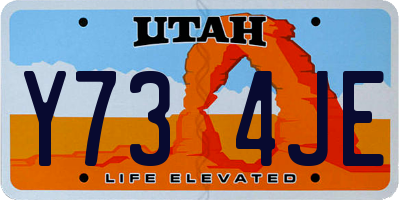 UT license plate Y734JE