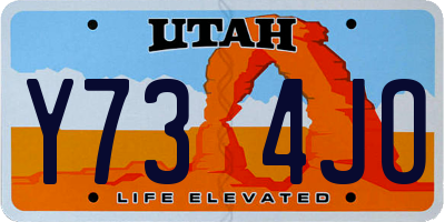 UT license plate Y734JO
