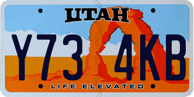 UT license plate Y734KB