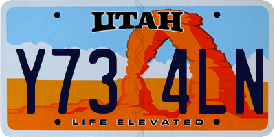 UT license plate Y734LN