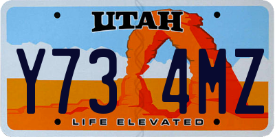 UT license plate Y734MZ