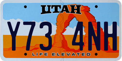 UT license plate Y734NH