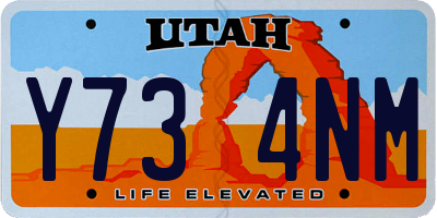 UT license plate Y734NM
