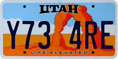 UT license plate Y734RE
