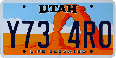 UT license plate Y734RO