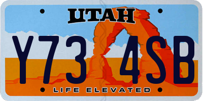 UT license plate Y734SB