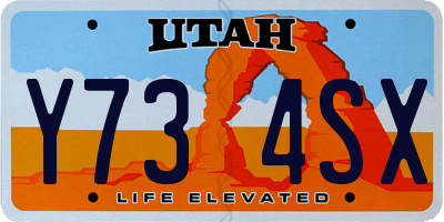 UT license plate Y734SX