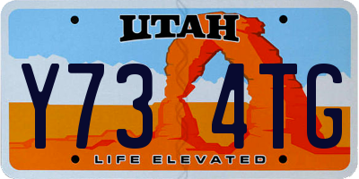 UT license plate Y734TG