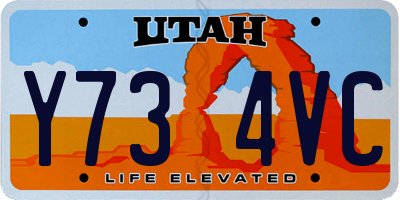 UT license plate Y734VC