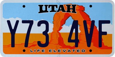 UT license plate Y734VF