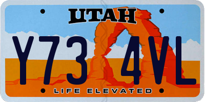 UT license plate Y734VL