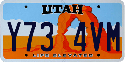 UT license plate Y734VM