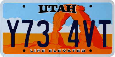 UT license plate Y734VT
