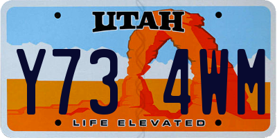 UT license plate Y734WM