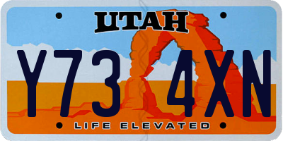 UT license plate Y734XN