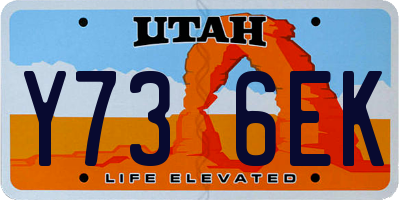 UT license plate Y736EK