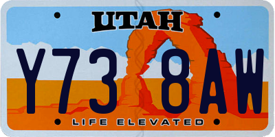 UT license plate Y738AW