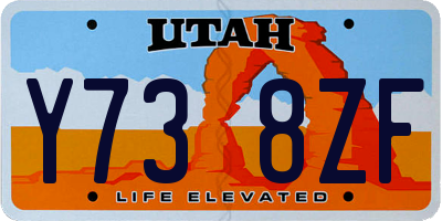 UT license plate Y738ZF