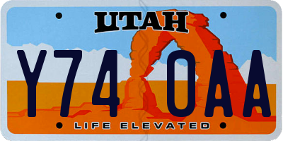 UT license plate Y740AA