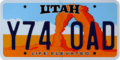 UT license plate Y740AD