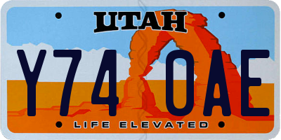 UT license plate Y740AE