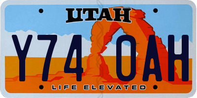 UT license plate Y740AH
