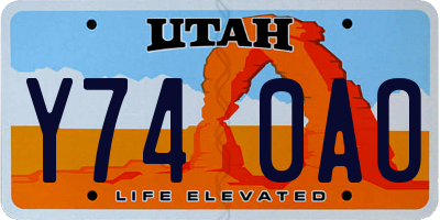 UT license plate Y740AO