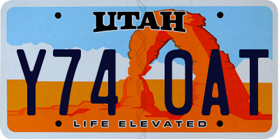 UT license plate Y740AT