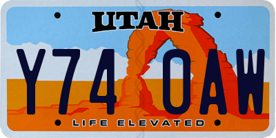 UT license plate Y740AW