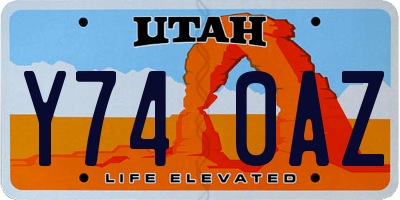 UT license plate Y740AZ