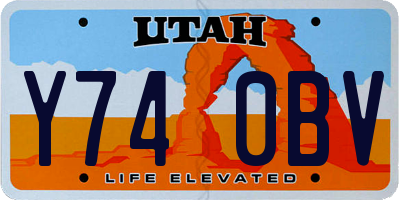 UT license plate Y740BV