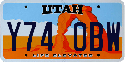 UT license plate Y740BW