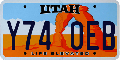 UT license plate Y740EB