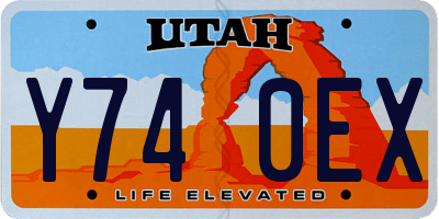 UT license plate Y740EX
