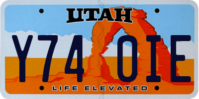 UT license plate Y740IE