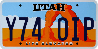 UT license plate Y740IP