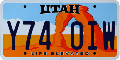 UT license plate Y740IW