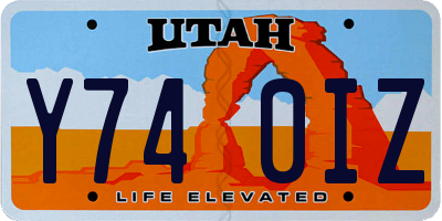 UT license plate Y740IZ