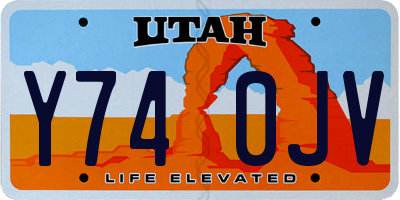 UT license plate Y740JV