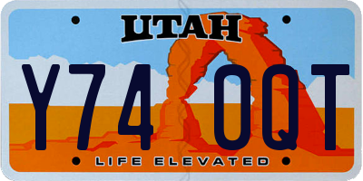 UT license plate Y740QT