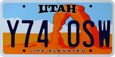 UT license plate Y740SW