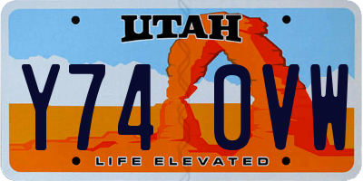 UT license plate Y740VW