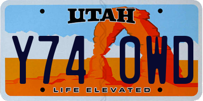 UT license plate Y740WD