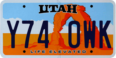 UT license plate Y740WK