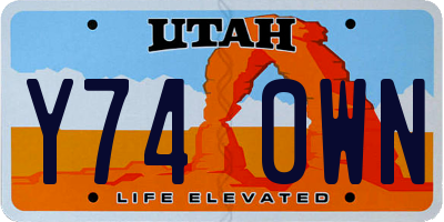 UT license plate Y740WN