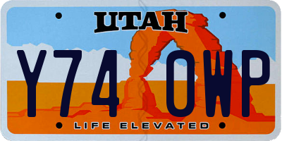 UT license plate Y740WP