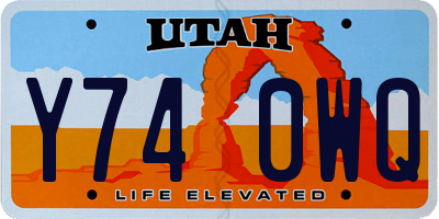 UT license plate Y740WQ