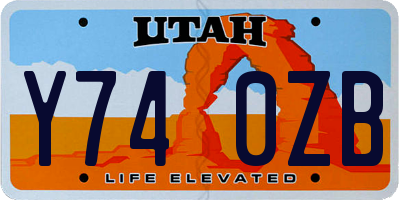UT license plate Y740ZB
