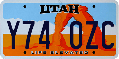 UT license plate Y740ZC