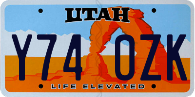 UT license plate Y740ZK